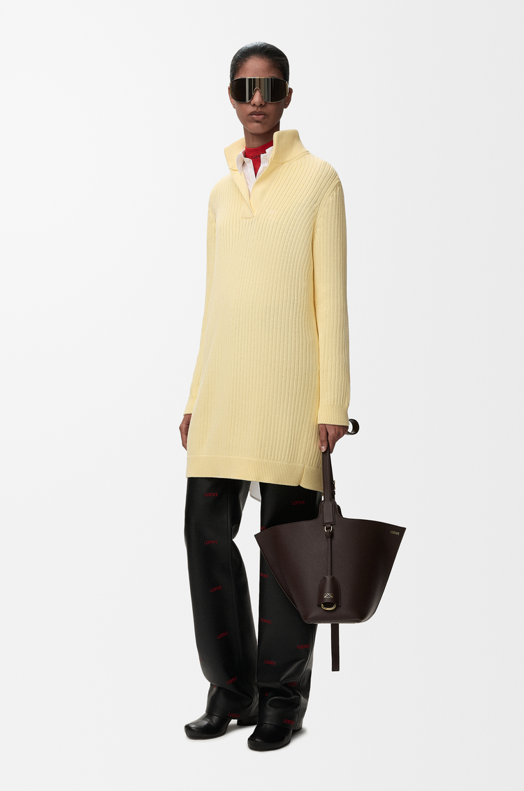 LOEWE Kleid aus Baumwolle Hellgelb