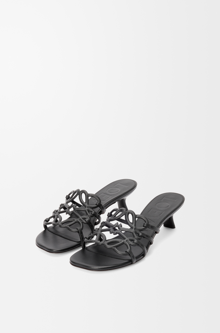 LOEWE Petal Anagram slide in soft calfskin Black