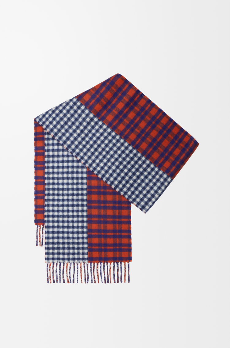 LOEWE Sciarpa in misto lana e cashmere Rosso/Blu