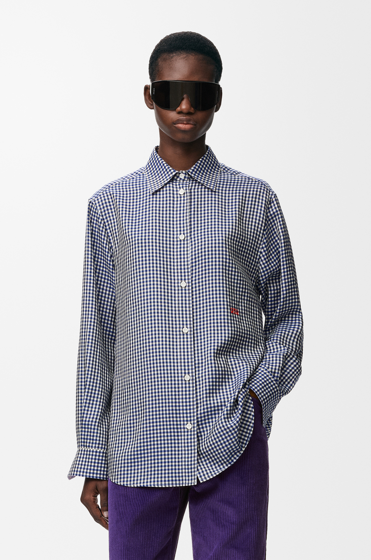 LOEWE Camicia in seta Blu/Bianco
