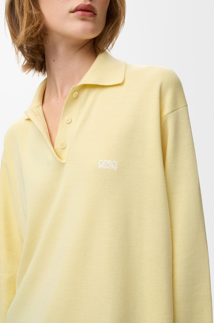 LOEWE Maglia polo in misto cashmere e seta Giallo Chiaro
