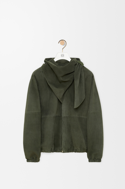 LOEWE Scarf jacket in suede Khaki Green
