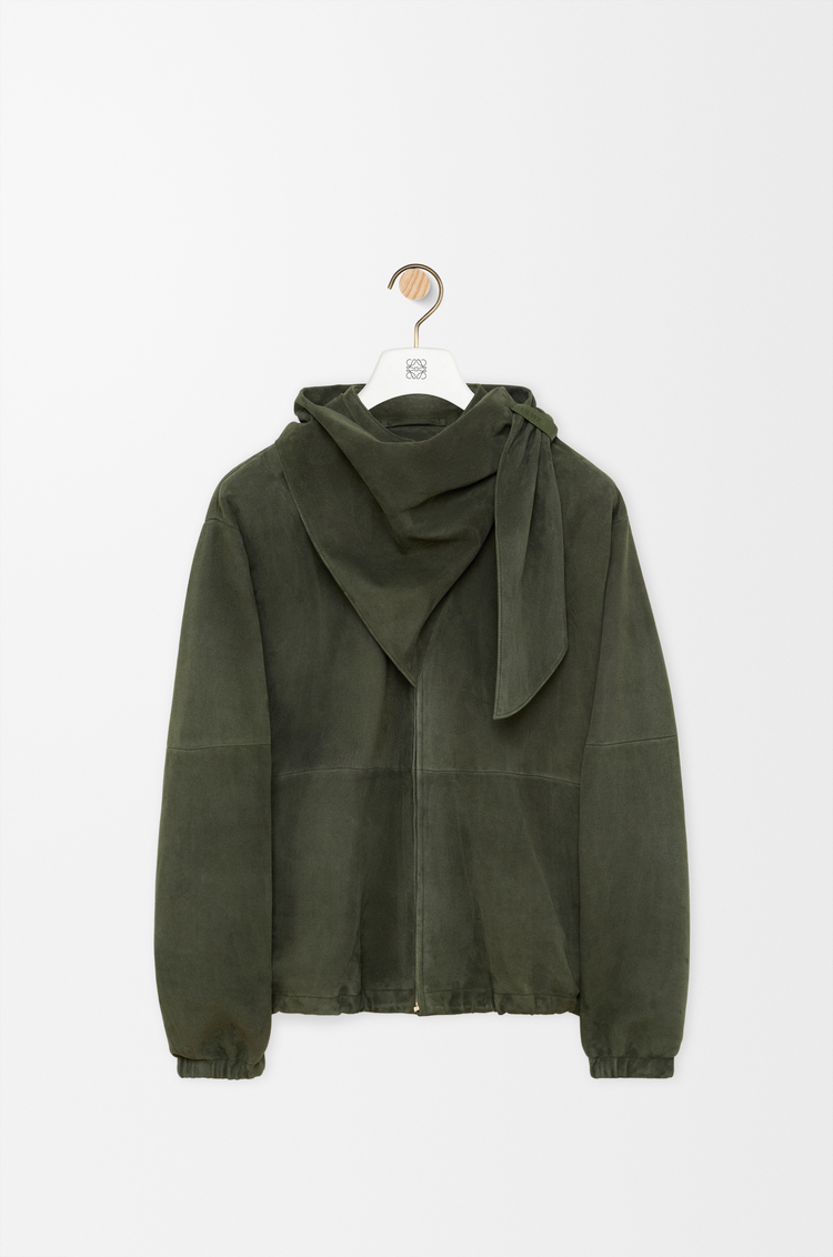 LOEWE Scarf jacket in suede Khaki Green