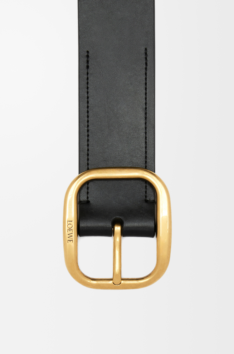 LOEWE Ceinture Rounded Soft en cuir de veau classique Noir/Laiton Vintage