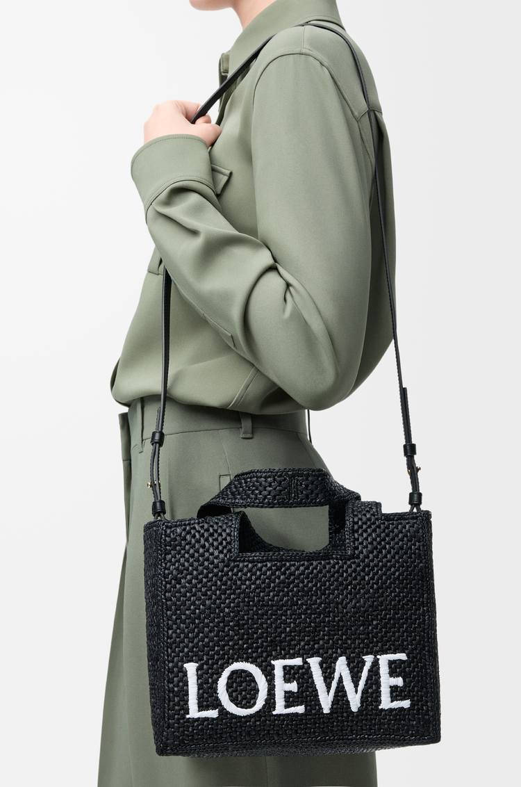 LOEWE Petit LOEWE Font Tote en raphia Noir