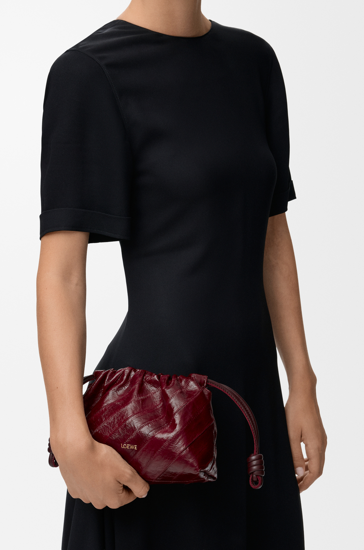 LOEWE Mini Flamenco Tasche aus Ingerleder Burgunderrot