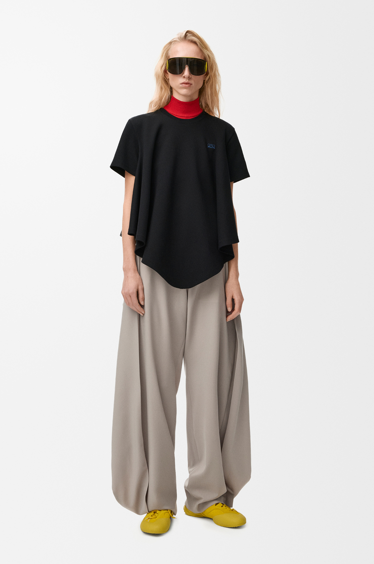 LOEWE Cape-T-Shirt aus Baumwollmischung Schwarz