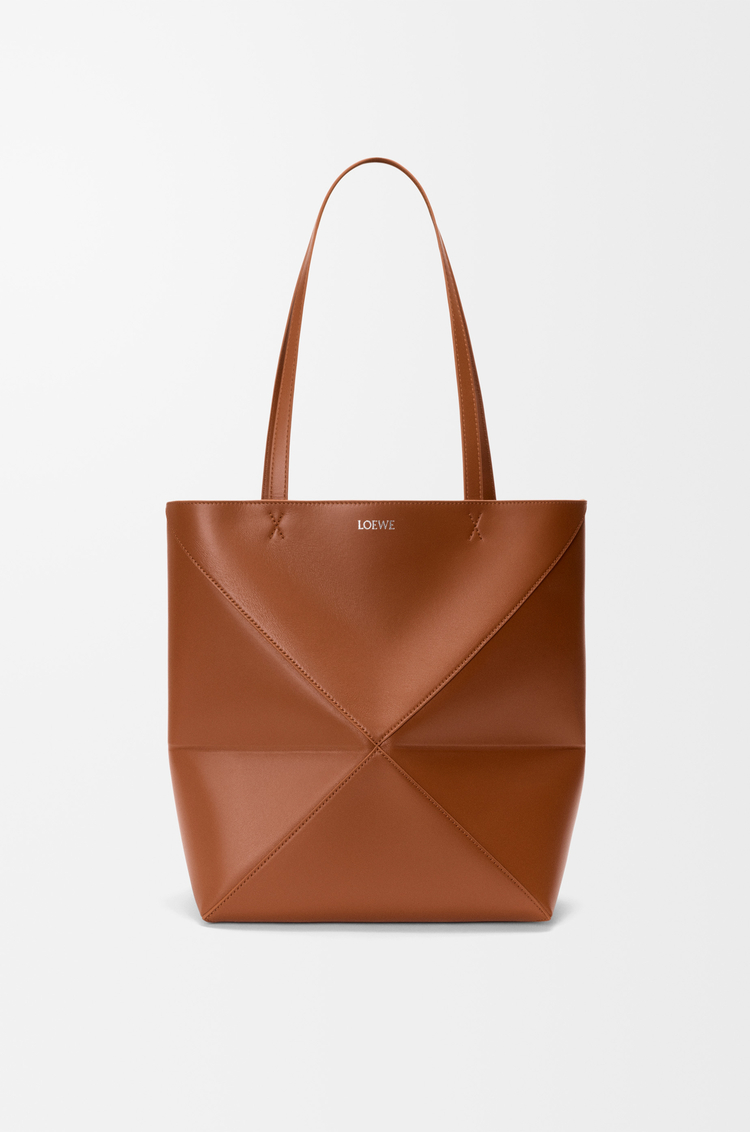 LOEWE Medium Puzzle Fold tote in shiny calfskin Squirrel