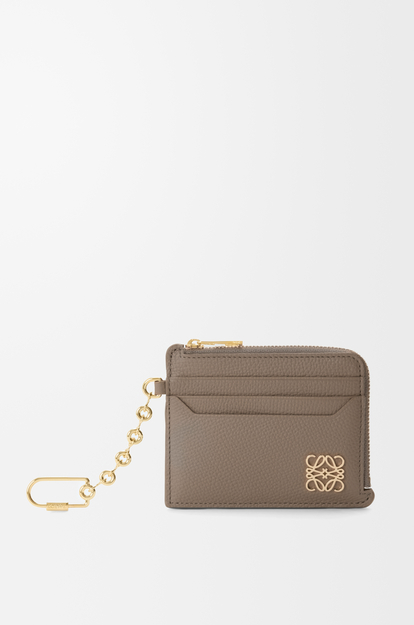 LOEWE Anagram square coin cardholder in pebble grained calfskin Taupe