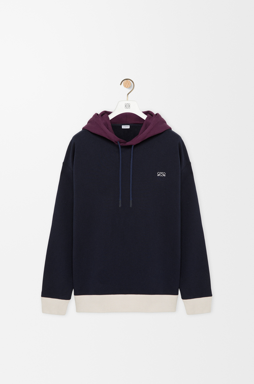 LOEWE Sudadera con capucha en algodón Azul Oscuro/Blanco