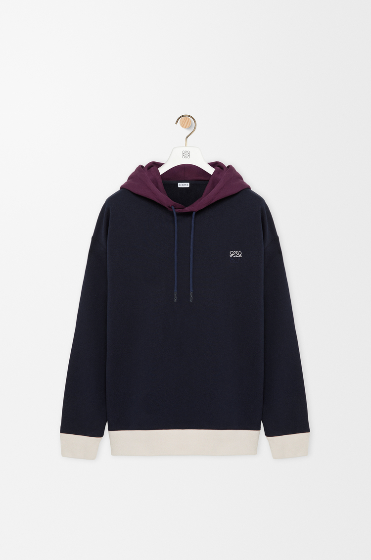 LOEWE Kapuzenpullover aus Baumwolle Dark Blue/White
