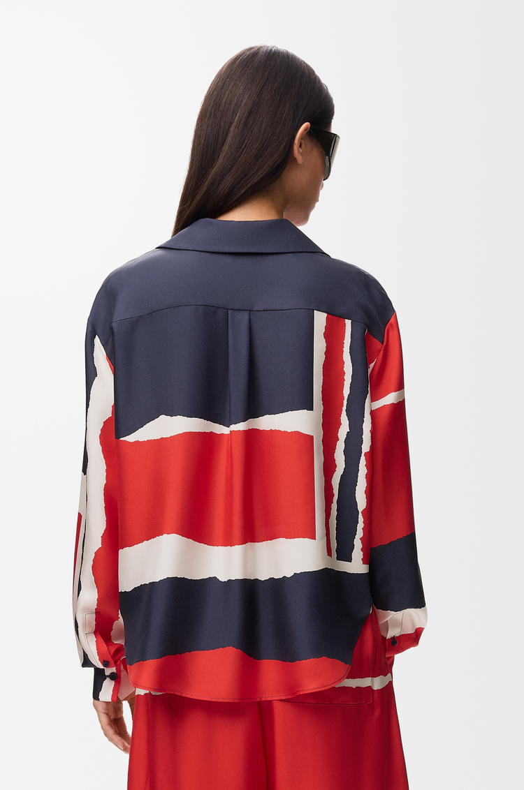 LOEWE Blusa de tipo pijama en seda Rojo/Multicolor