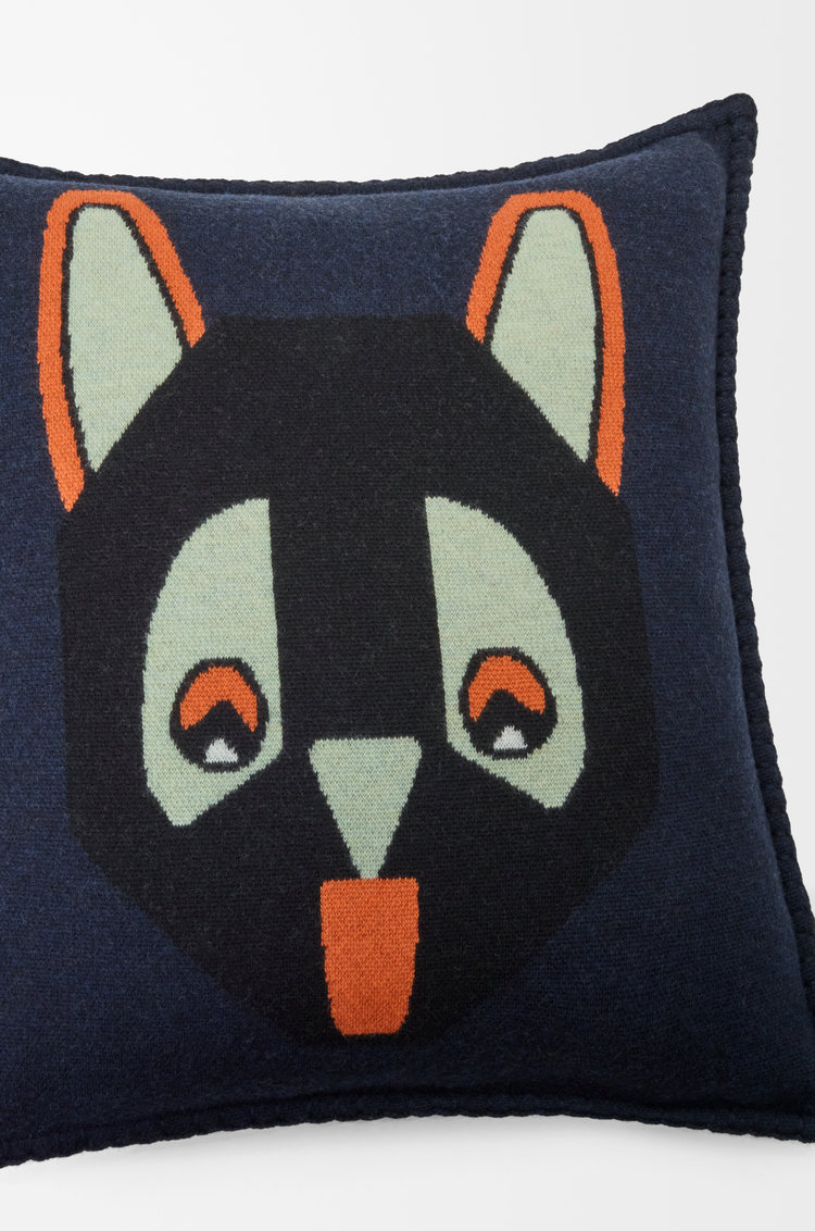 LOEWE Coussin en laine Bleu Marine Foncé