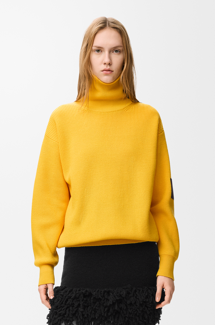 LOEWE Pull zippé en laine Jaune
