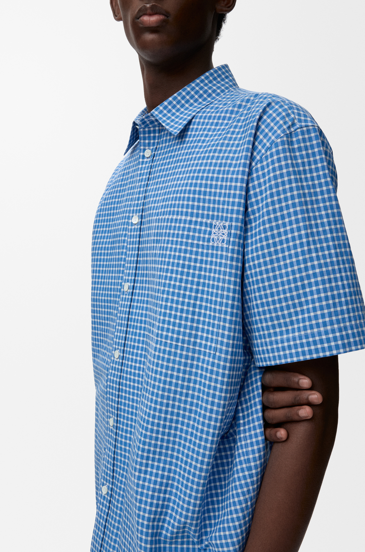 LOEWE Short sleeve shirt in cotton Blue/White