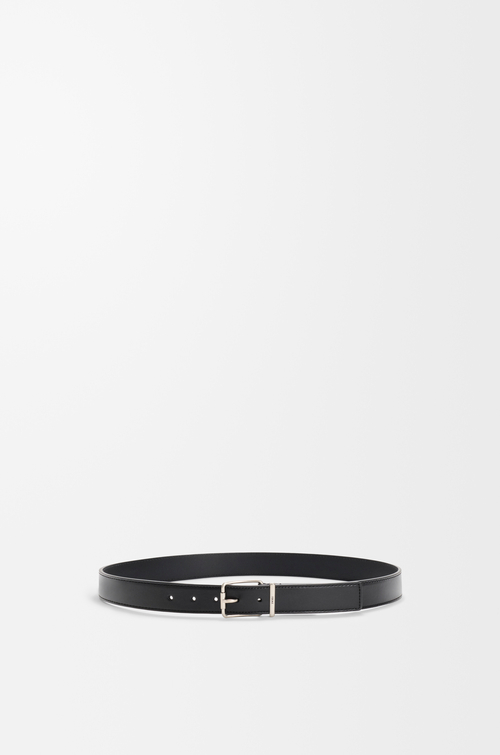 LOEWE Cinturón esencial en elegante piel de ternera brillante Negro/Paladio Vintage