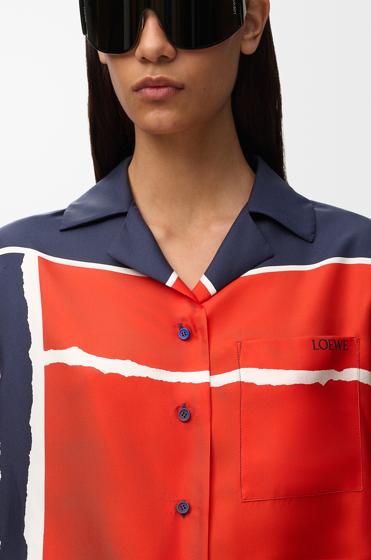 LOEWE Blusa de tipo pijama en seda Rojo/Multicolor