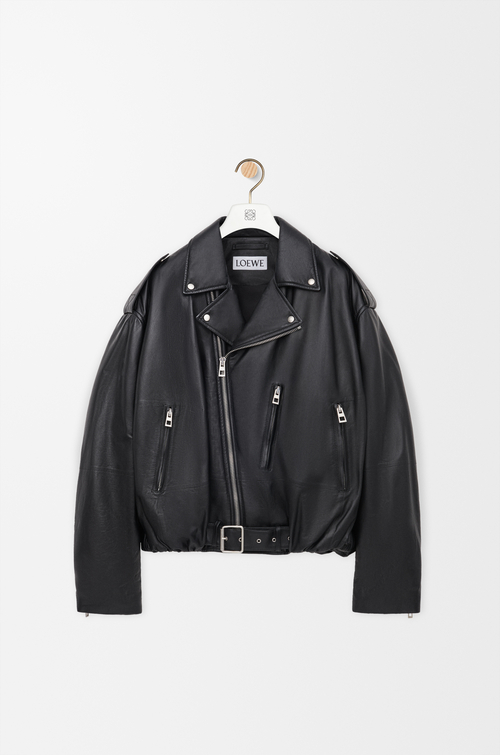 LOEWE Giacca biker a palloncino in nappa di agnello Nero