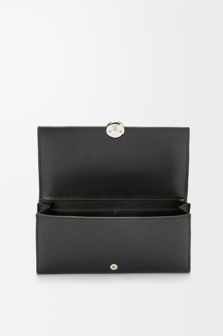 LOEWE 鵝卵石紋粒面小牛皮 Pebble 長夾 黑色