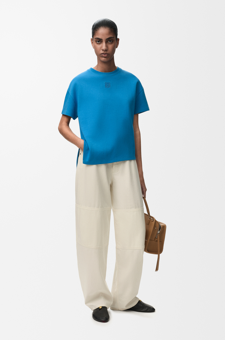 LOEWE Asymmetric t-shirt in cotton blend Blue