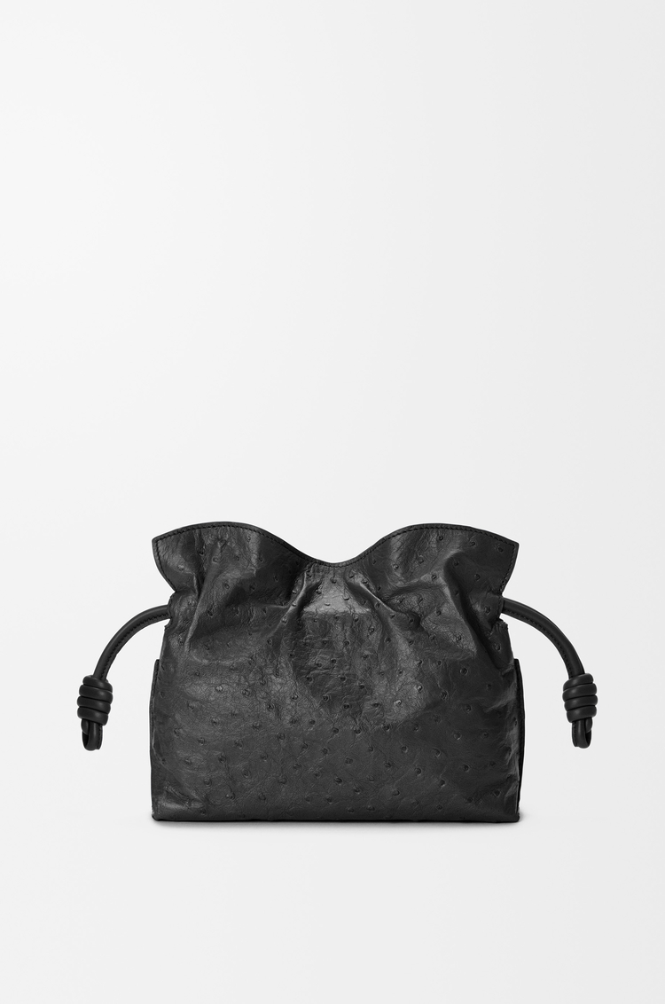 LOEWE Mini Flamenco clutch en cuir d'autruche Noir