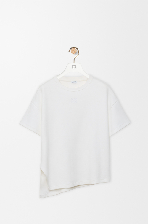 LOEWE T-shirt asimmetrica in misto cotone Bianco