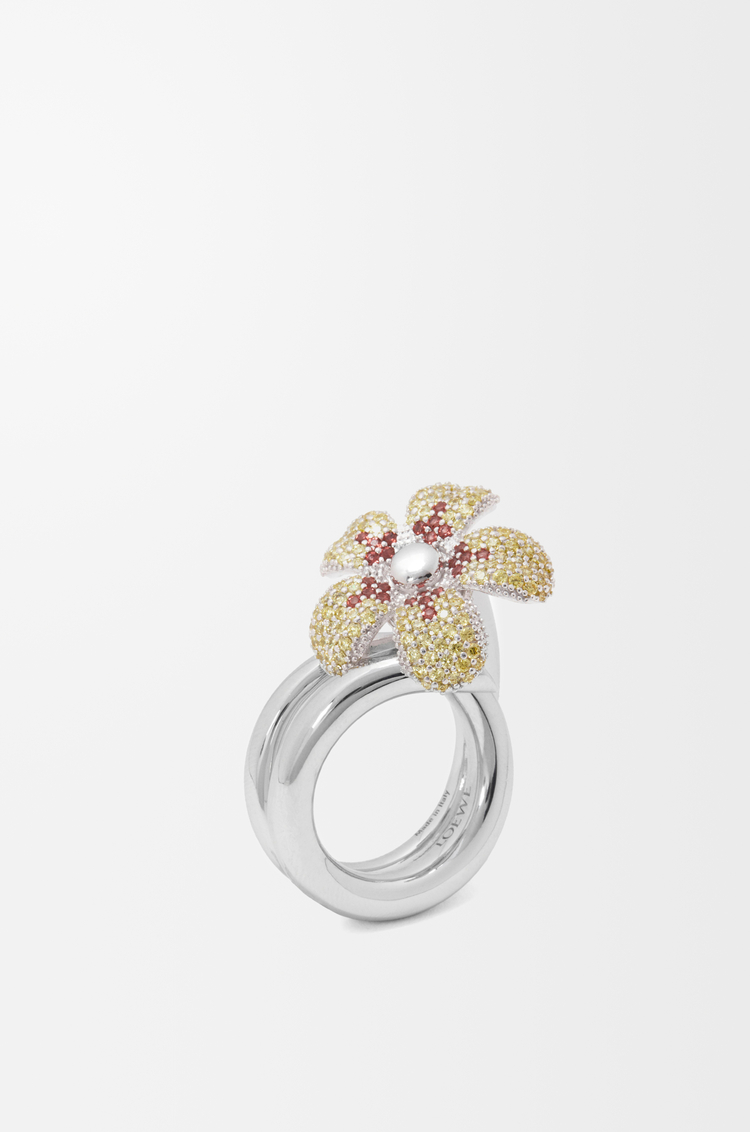 LOEWE Flor Ring aus Sterlingsilber und Kristallen Gelb/Silber