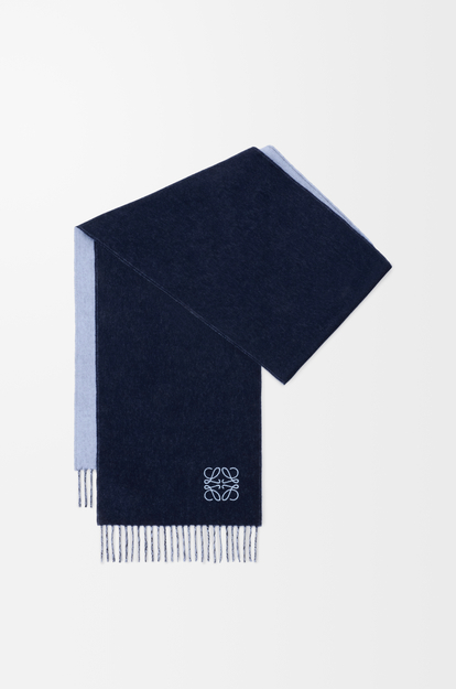 LOEWE Scarf in wool and cashmere Light Blue/Navy Blue