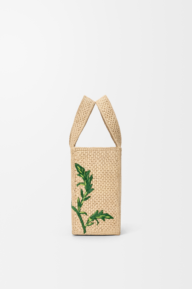 LOEWE Petit LOEWE Font tote en raphia Naturel/Vert