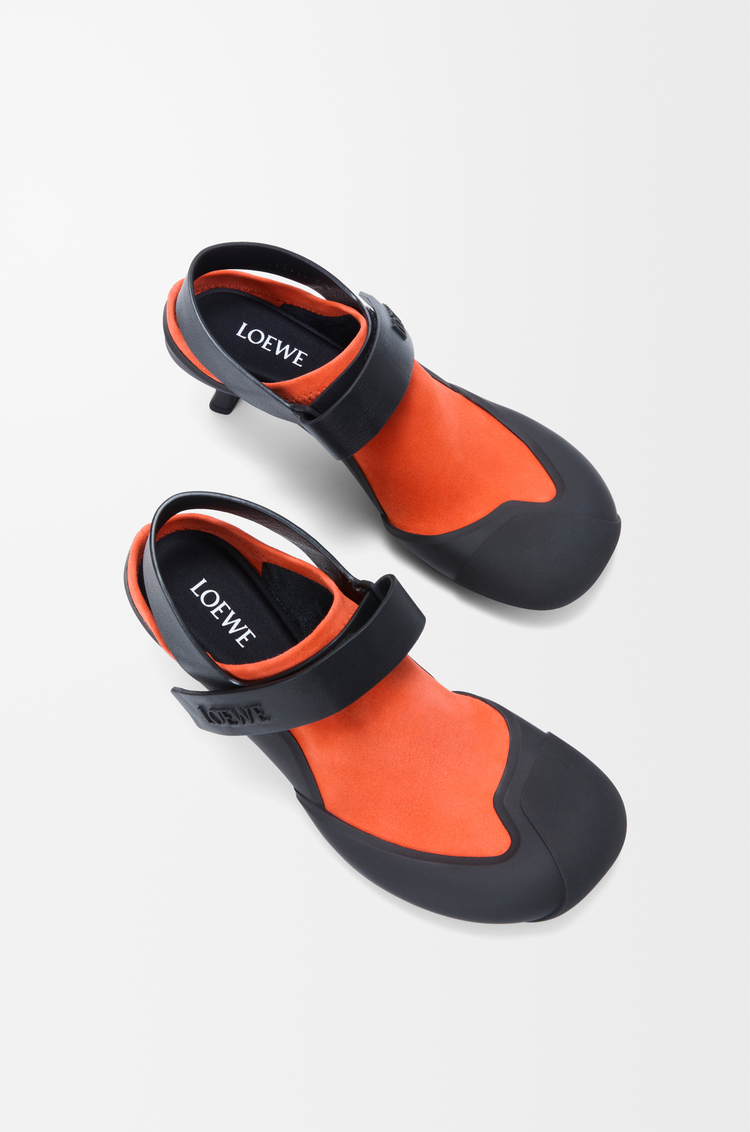 LOEWE Dive slingback in stretch suede Deep Saffron/Black