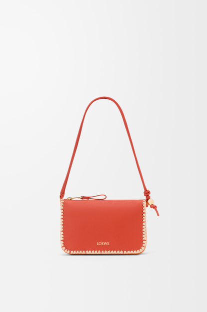 LOEWE Rio pouch in classic calfskin and raffia Deep Saffron