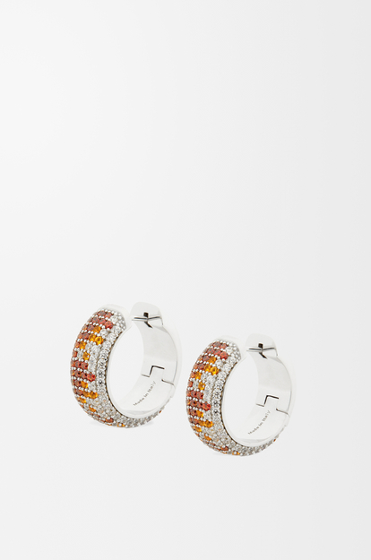 LOEWE Pavé hoop earrings in sterling silver and crystals Silver/Brown