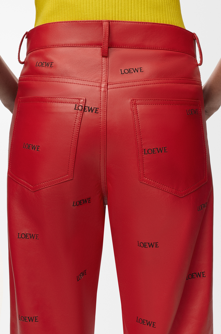 LOEWE Pantalón en piel napa de cordero Rojo