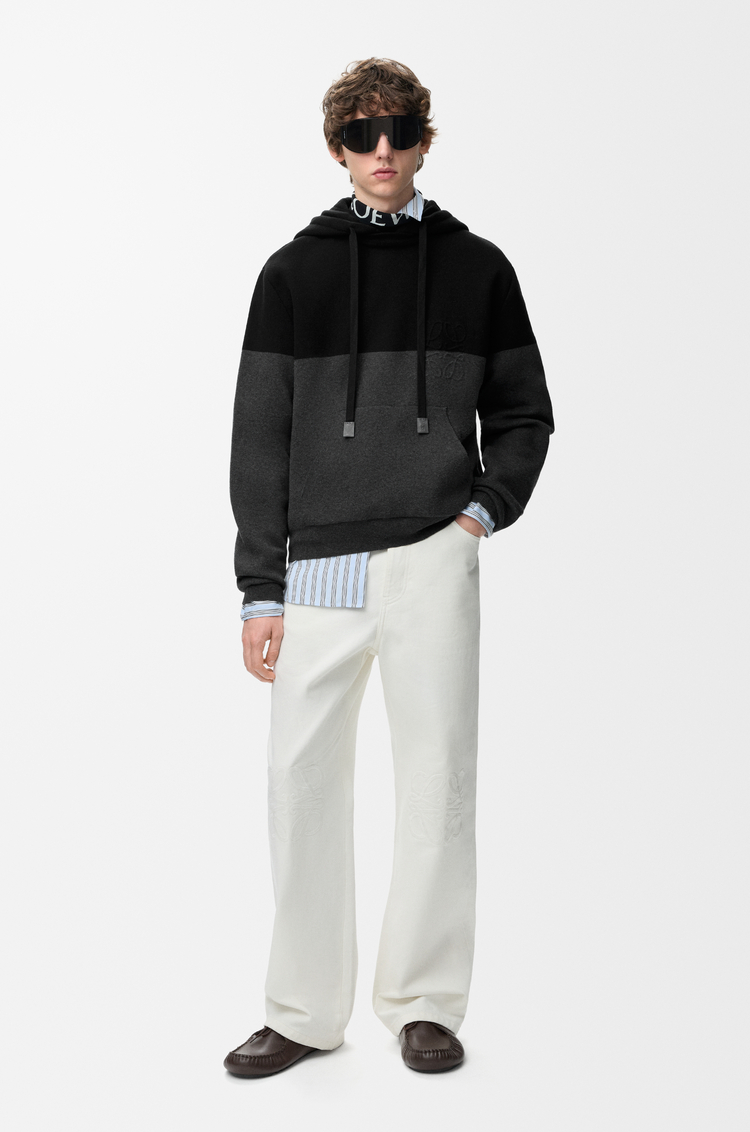LOEWE 棉質混紡連帽衫 黑色/深灰色
