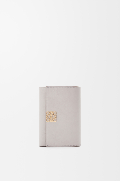 LOEWE Anagram small vertical wallet in pebble grained calfskin Light Ghost Grey