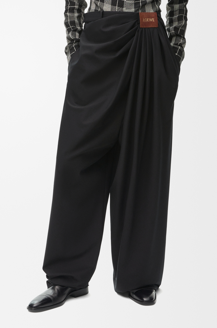 LOEWE Draped trousers in cotton and silk Black