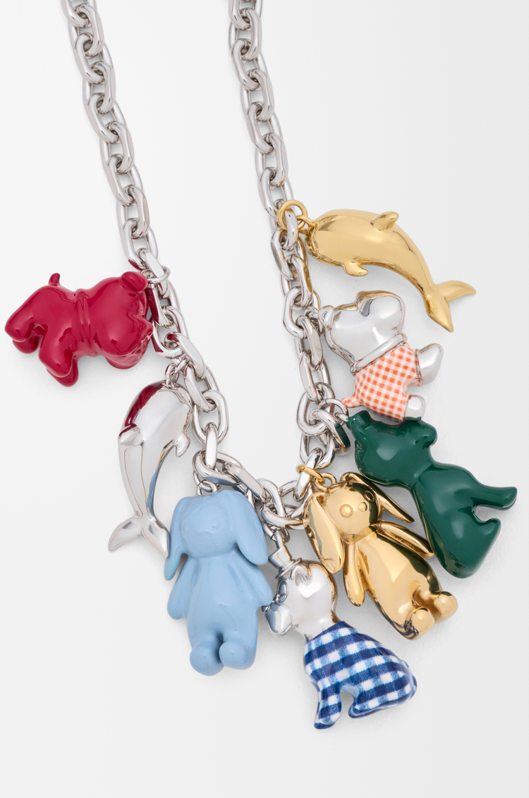 LOEWE Collier charms Animals en émail Argent/Multicolore