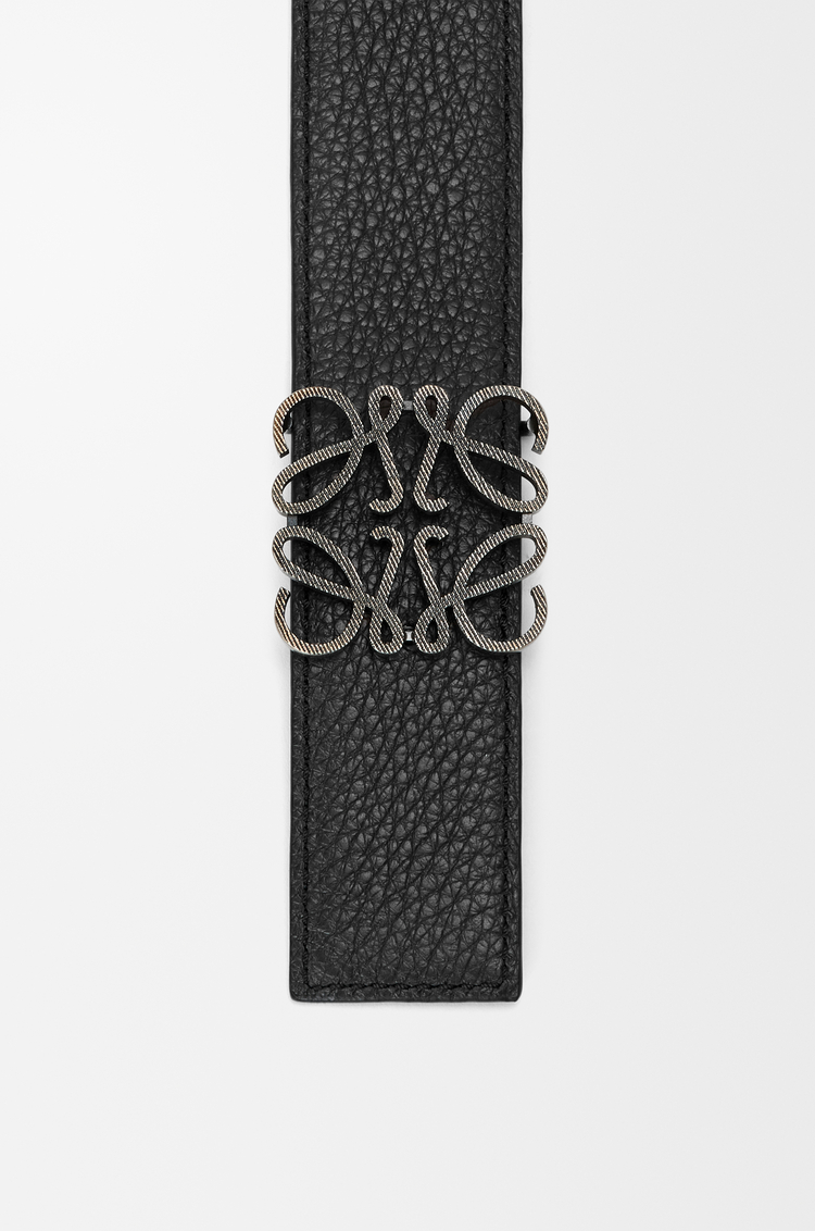 LOEWE Reversible Anagram belt in supple grained calfskin Black/Chocolate/Dark Pal