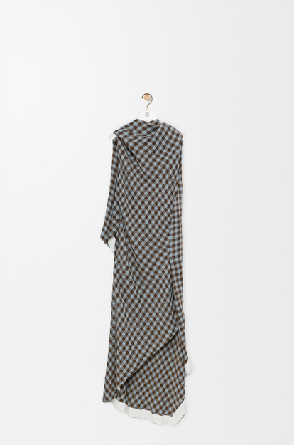 LOEWE Dress in viscose and linen blend Blue/Brown