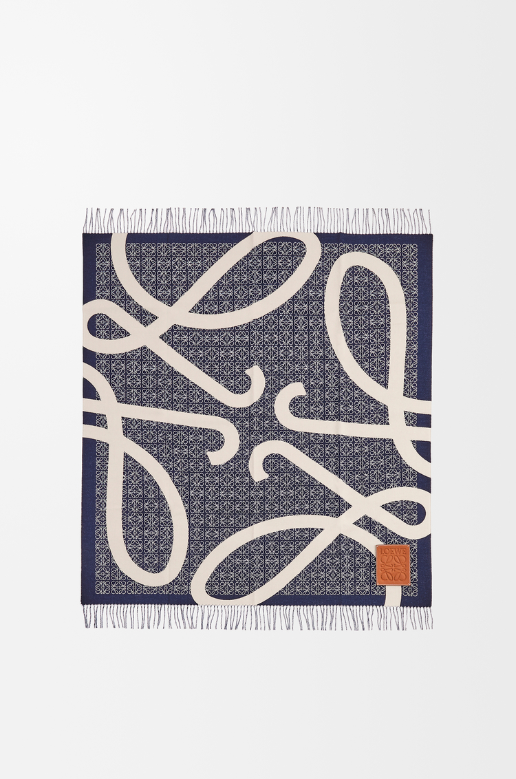 LOEWE Anagram blanket in wool Navy Blue