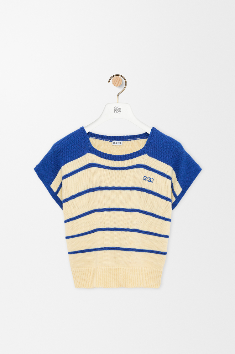 LOEWE Jersey sin mangas en algodón y lana Amarillo/Azul