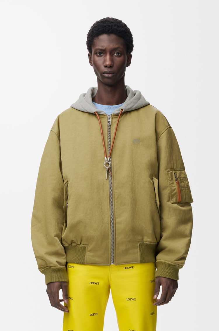 LOEWE Bomber jacket in technical shell Khaki Green