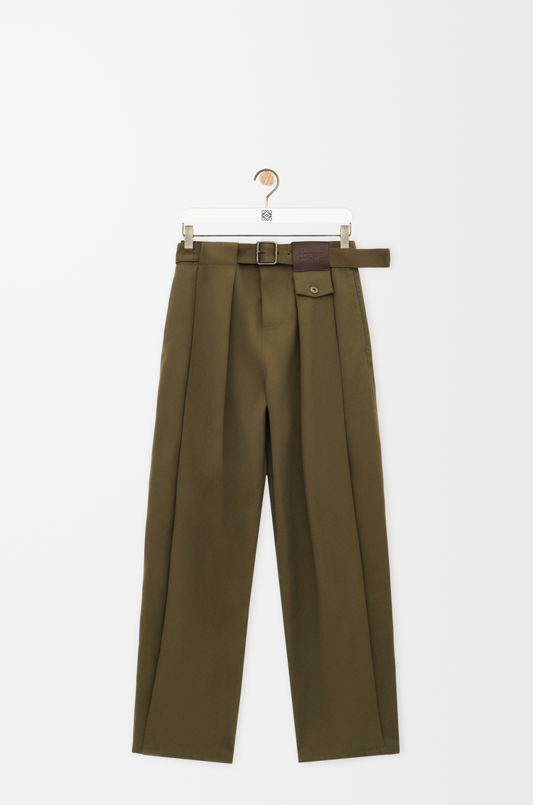 LOEWE Pantalón en algodón y seda Verde Caqui