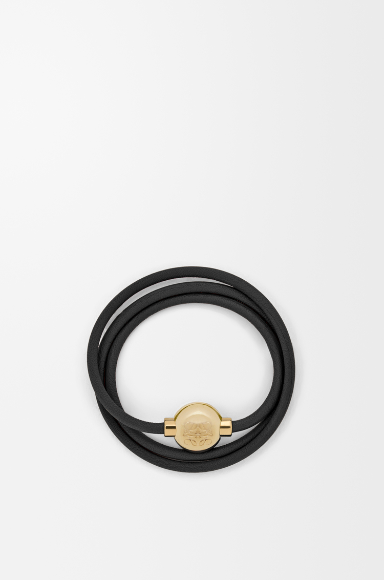 LOEWE Pebble bracelet in calfskin Black/Gold