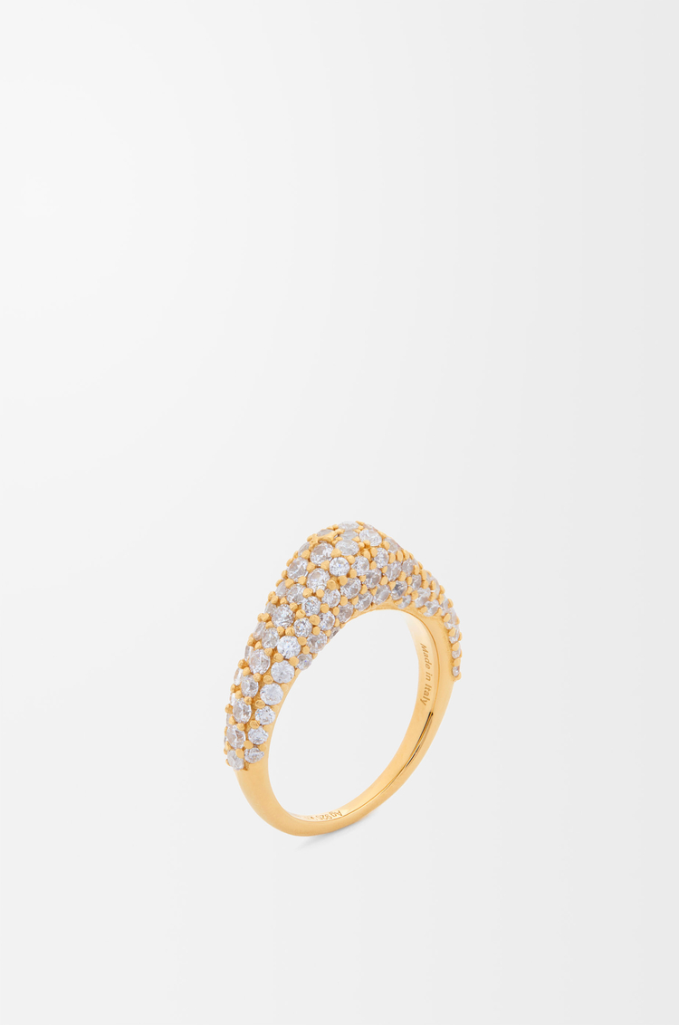 LOEWE Bague Stirrup en argent sterling et cristaux Or/Blanc