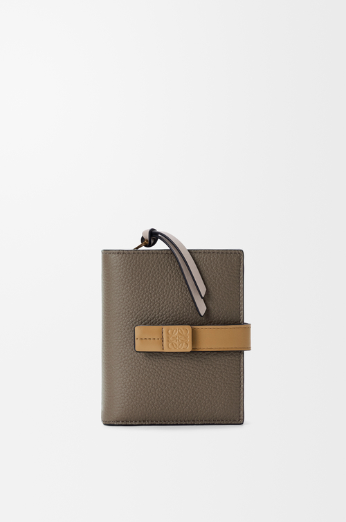 LOEWE Portafoglio compatto con zip in morbida pelle di vitello granata Grigio Talpa/Talco