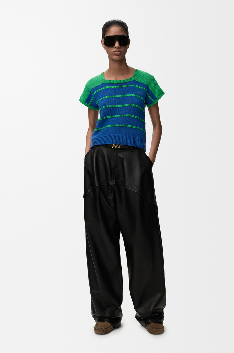 LOEWE Sleeveless sweater in cotton and wool Blue/Green