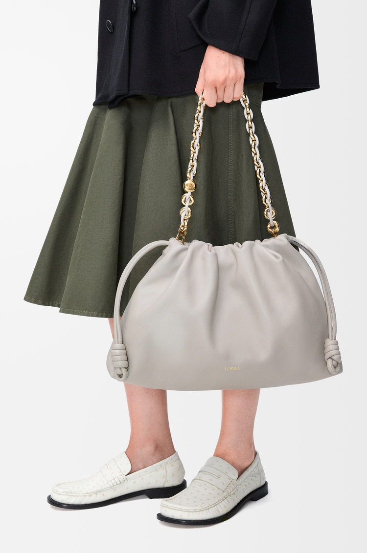 LOEWE Large Flamenco purse in mellow nappa lambskin Shell Grey