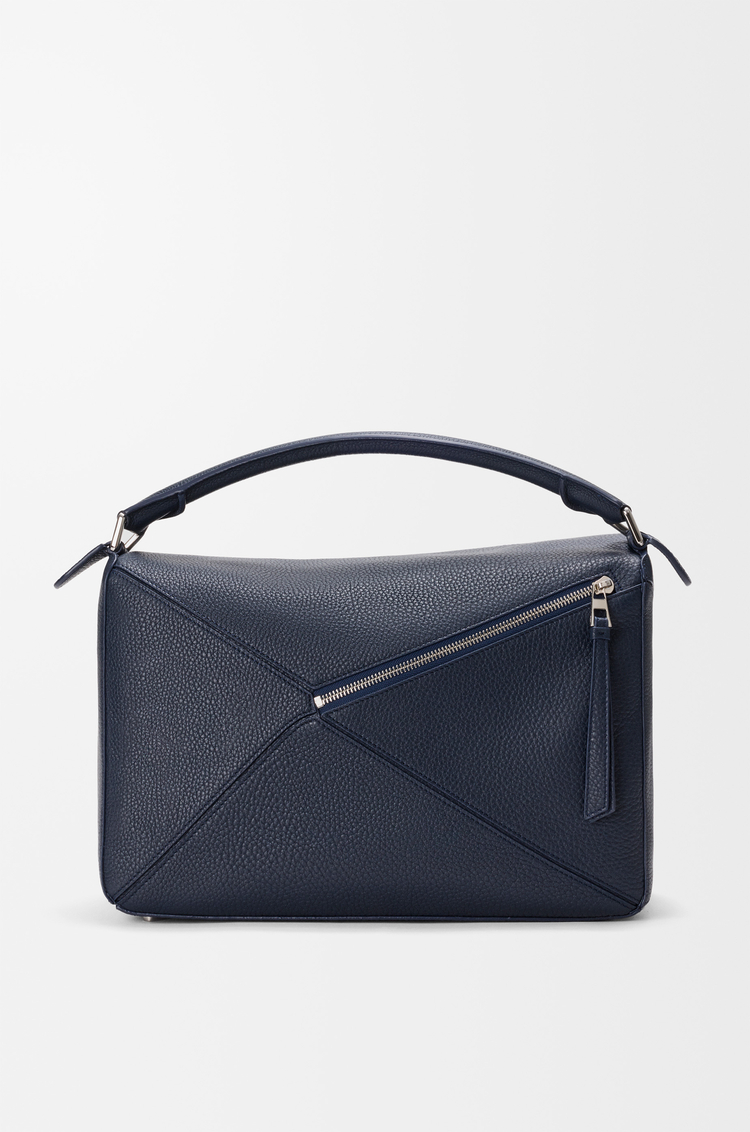 LOEWE Large Puzzle bag in supple grained calfskin Deep Navy