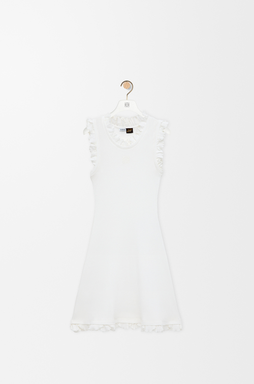 LOEWE Vestido sin mangas en algodón elástico Blanco